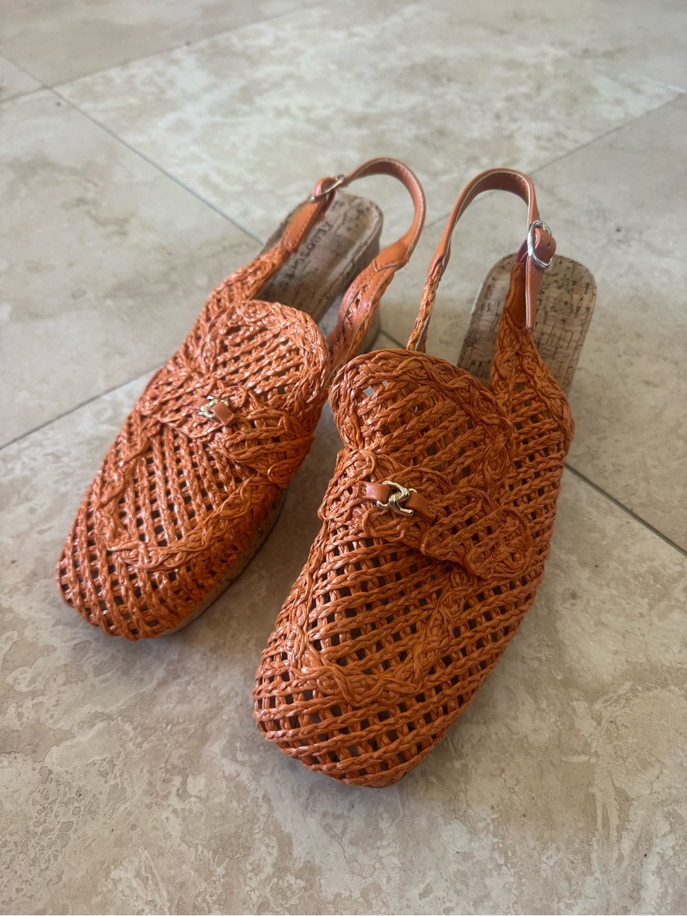 AEROSOLES Orange Woven Slingback Flats
